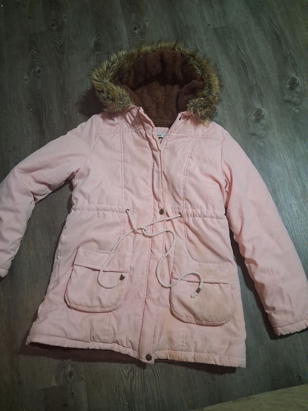 Grace Karin Girls Pink Hooded Puffer Jacket with Faux-Fur Trim